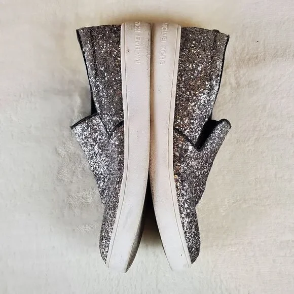 Michael Michael Kors Ivy Ombre Black Silver Glitter Slip On Tennis Shoes Size 5 - Picture 6 of 9